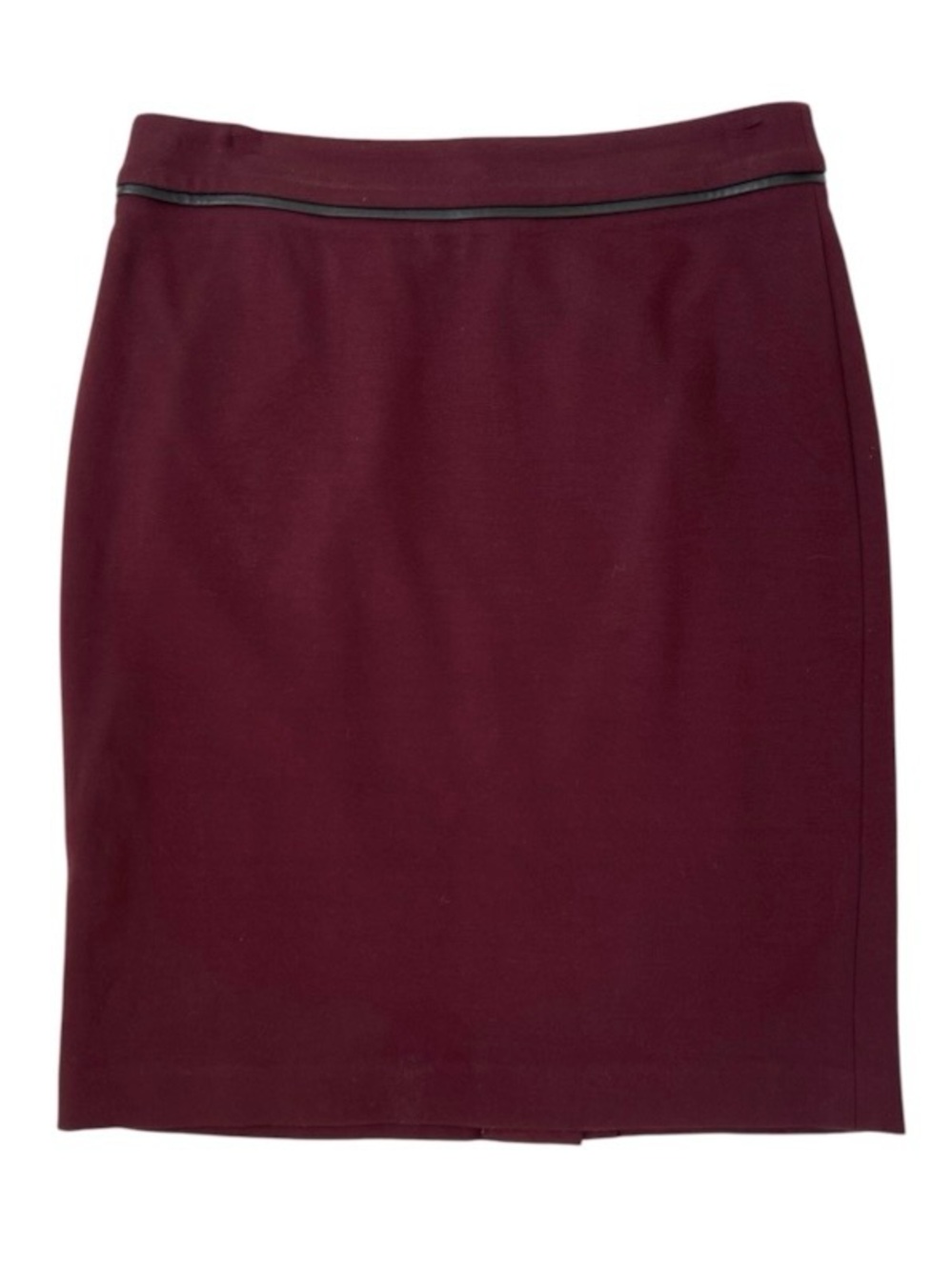 Talbots Burgundy Wine Petite Pencil Skirt Leather Trim Dark Academia Workwear 0P